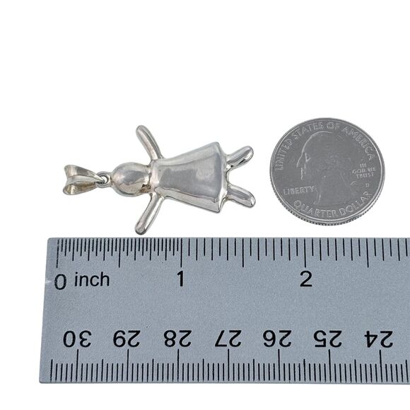 Vintage Sterling Silver 925 Girl Child Hug Arms Out Pendant - Picture 4 of 4